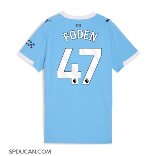 Zenski Nogometni Dres Manchester City Phil Foden #47 Domaci 2025-26 Kratak Rukav Zenski Nogometni Dres Manchester City Phil Foden #47 Domaci 2025-26 Kratak Rukav